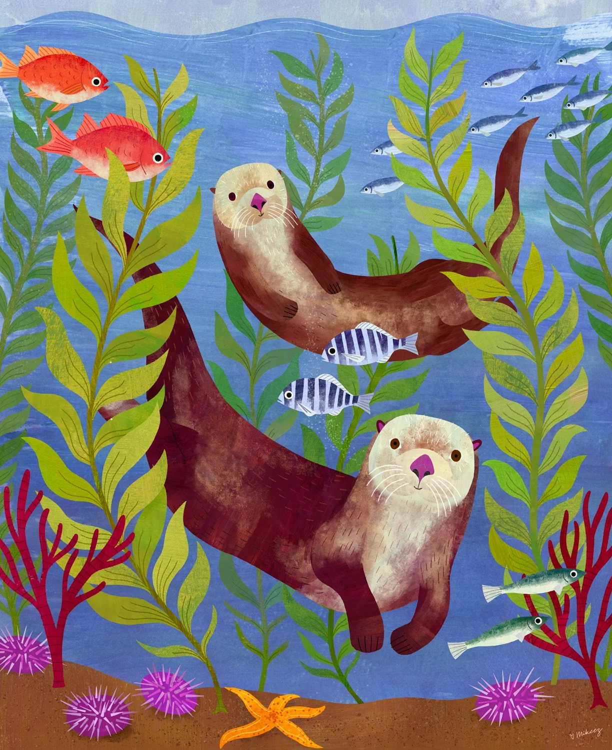 otters in kelp