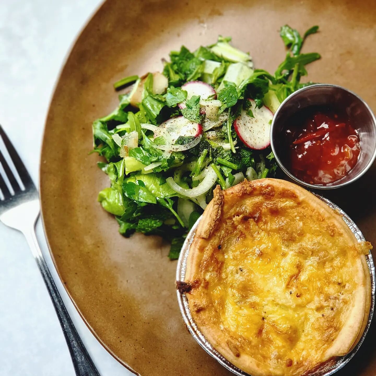 Ｂａｌａｎｃｅ． 😇⚖️🤤
.
.
.
.
.
.
.
.
.
.
.
.
.
.
.
#dearcoffee #lunchtime #savourypastry #pies #sausagerolls #pie #salad #shopsmall #supportlocal #visitcamdennsw #love #camposcoffee #cafesociety #hiddencafe #lovelocalcamden