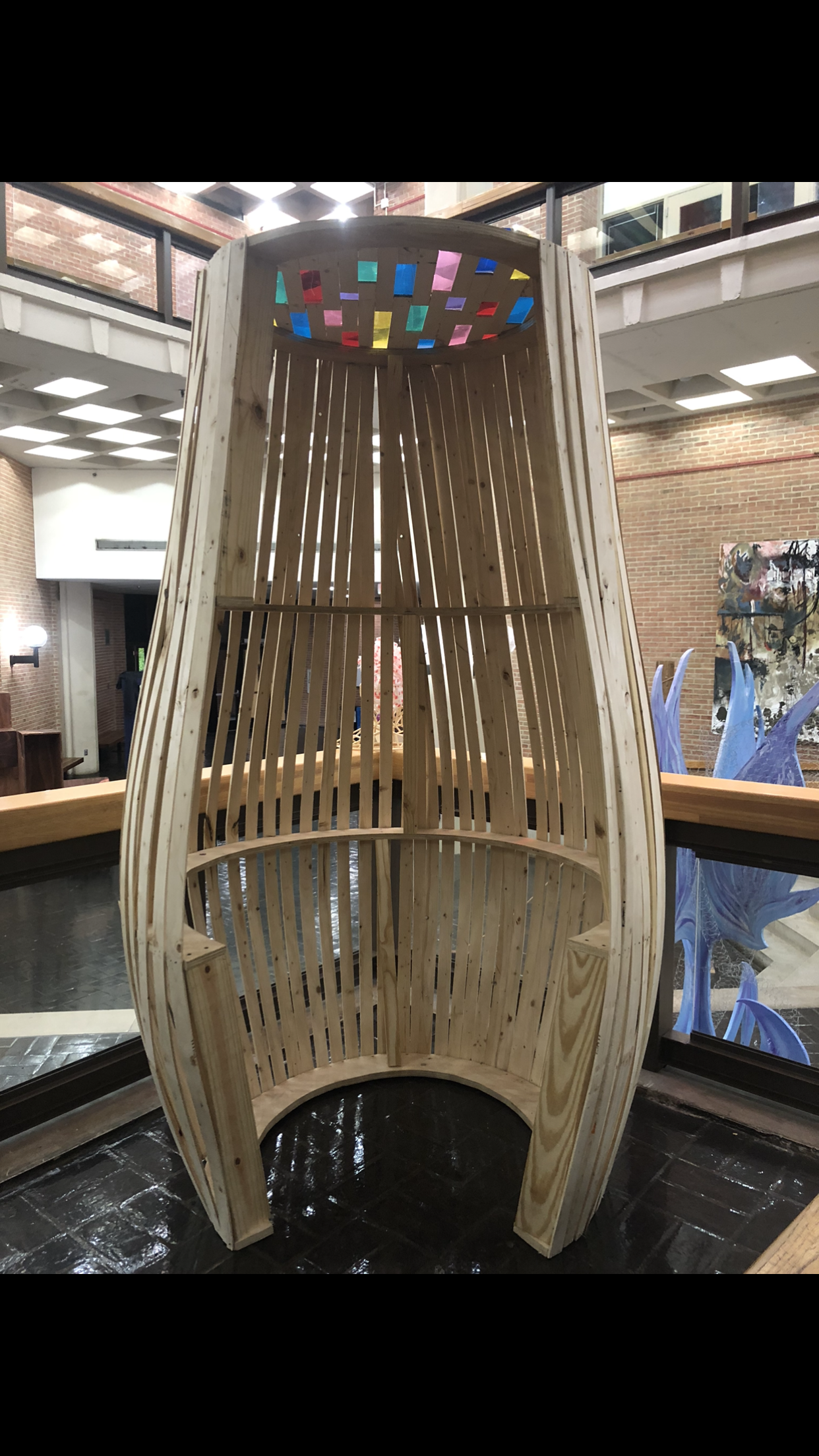  (5.5 x 6.5 ft)  Hand-cut wooden strips &amp; color gels  