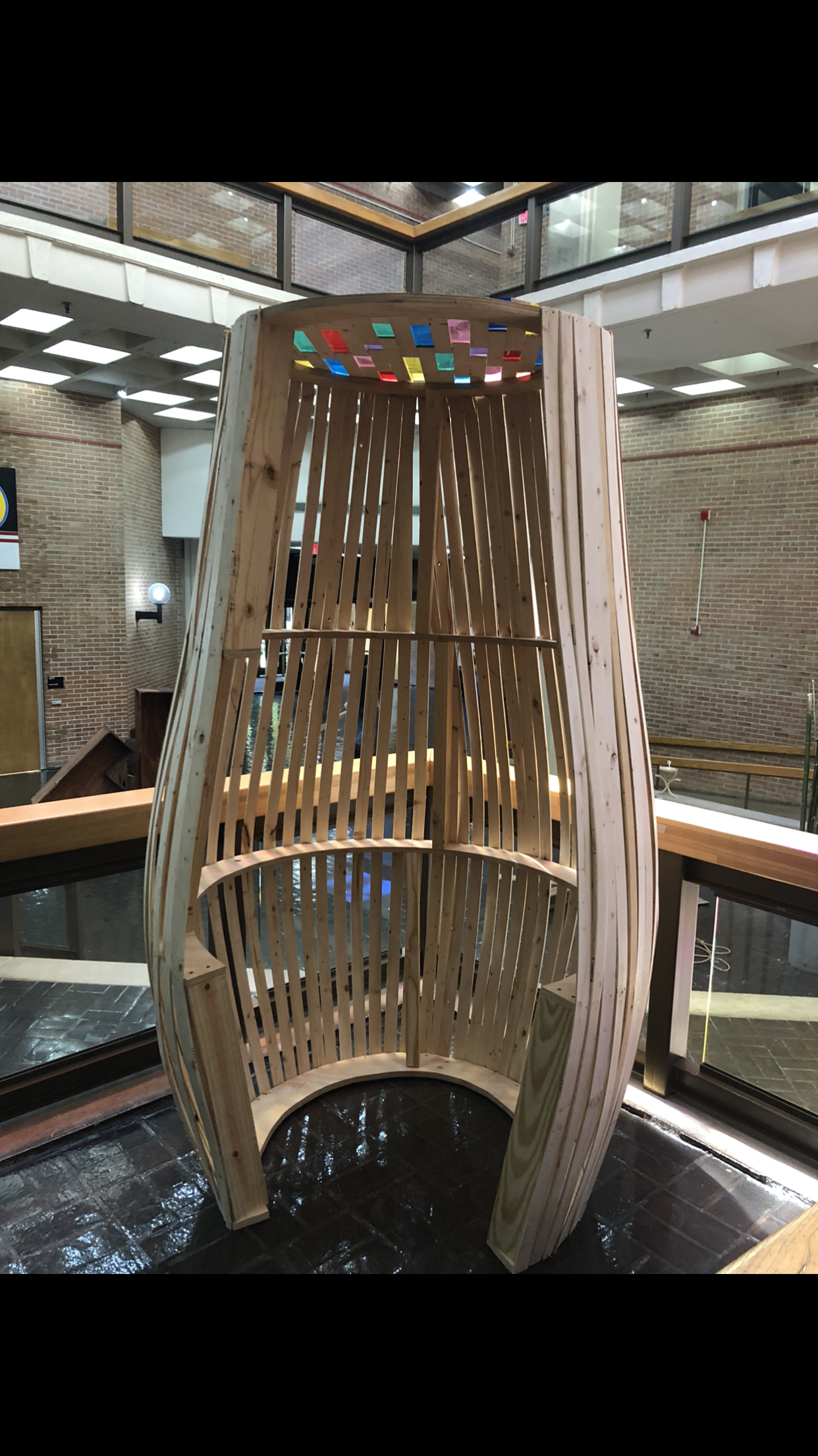  (5.5 x 6.5 ft)  Hand-cut wooden strips &amp; color gels  