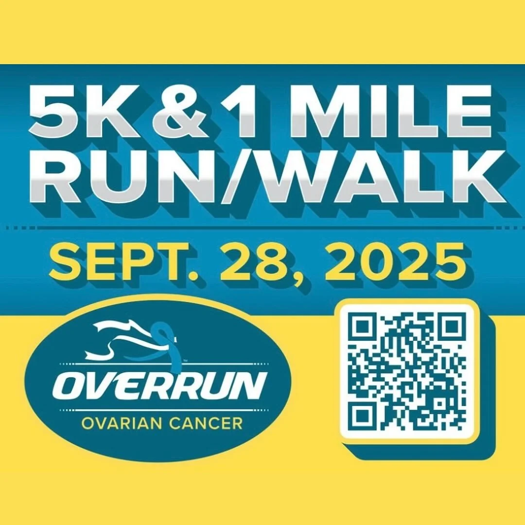 We will have our pop-up shop at the @overrun5k on 9/28 from 7:30a - 10a. 5K walk/run starts at 8:30a. There&rsquo;s still time to sign up to support #ovariancancer research &amp; awareness. Head to overrunovariancancer.com to sign up!