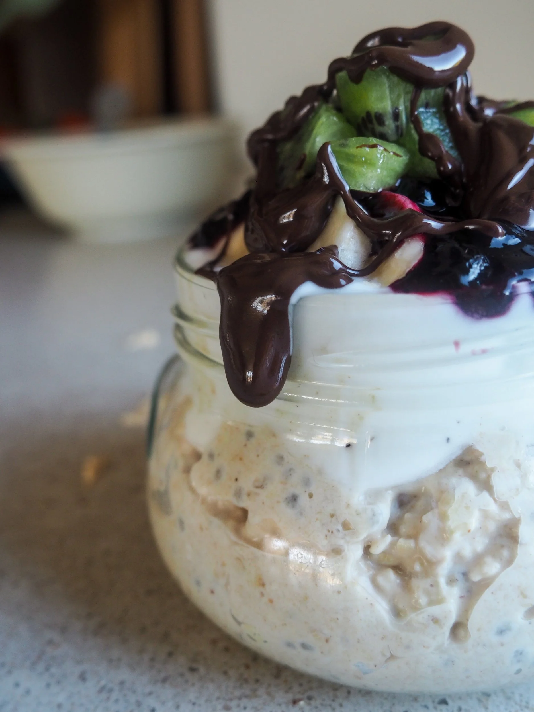 Kjøleskapsgrøt med peanøttsmør