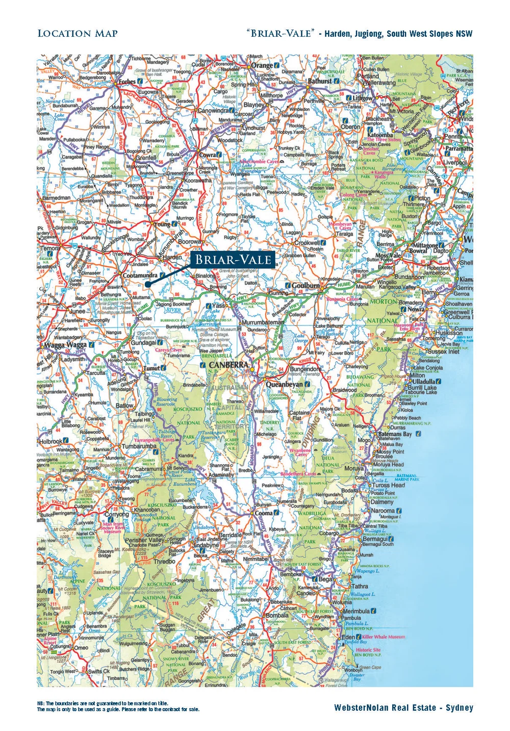 Nsw South Coast Map Briar-Vale” Harden - Jugiong - South West Slopes, Nsw — Webster Nolan Real  Estate