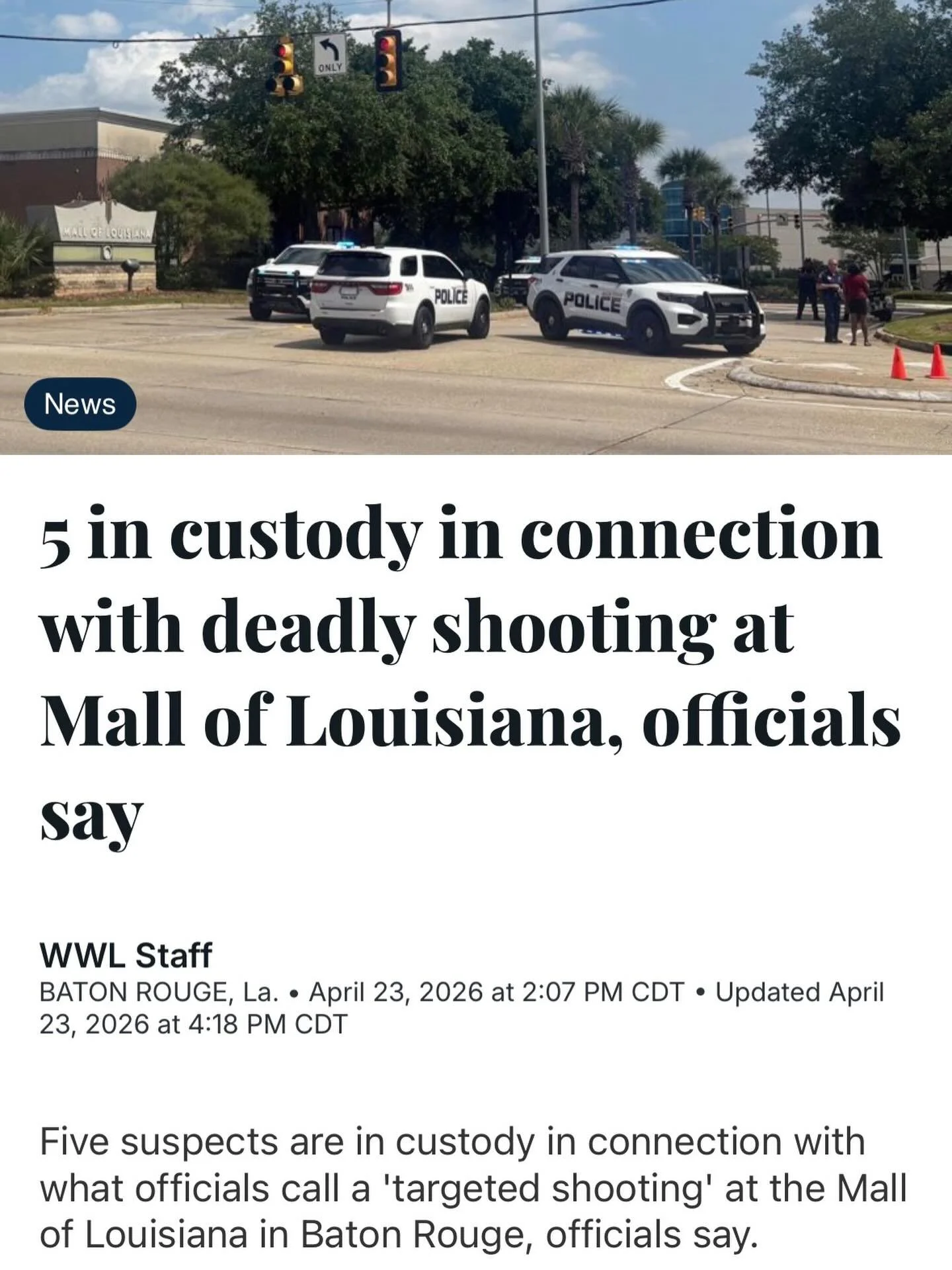 Like I said, these situations are fluid. 

The latest: 5 people in custody, 5 injured, 1 dead. Our reporters are working to get more information.