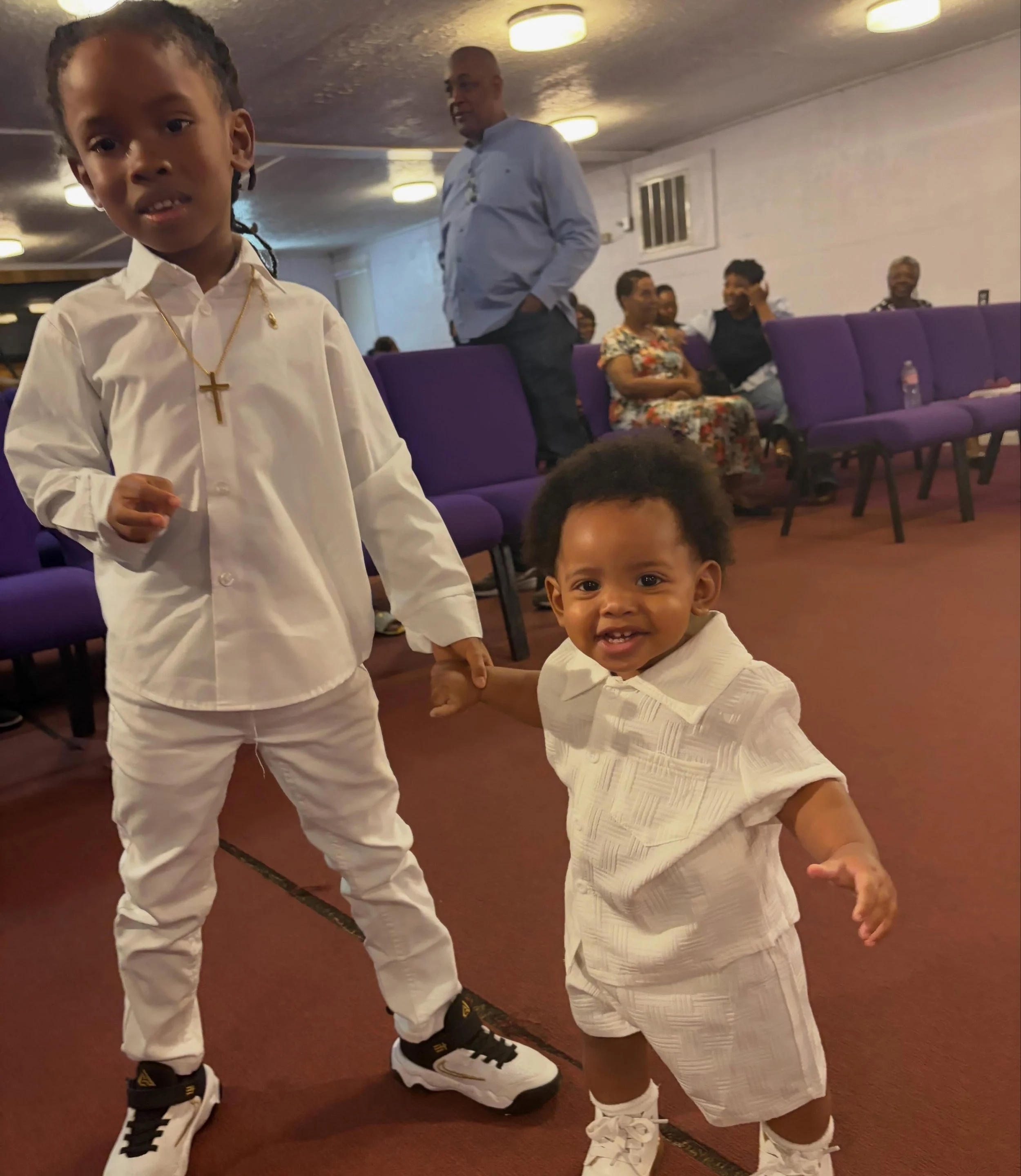 In the tiny little church we used to visit as children in Independence, LA our sweet babies were christened. They were surrounded by family. Surrounded by love. After the ceremony, we walked to the back of the church to visit the graves of my Grandfa
