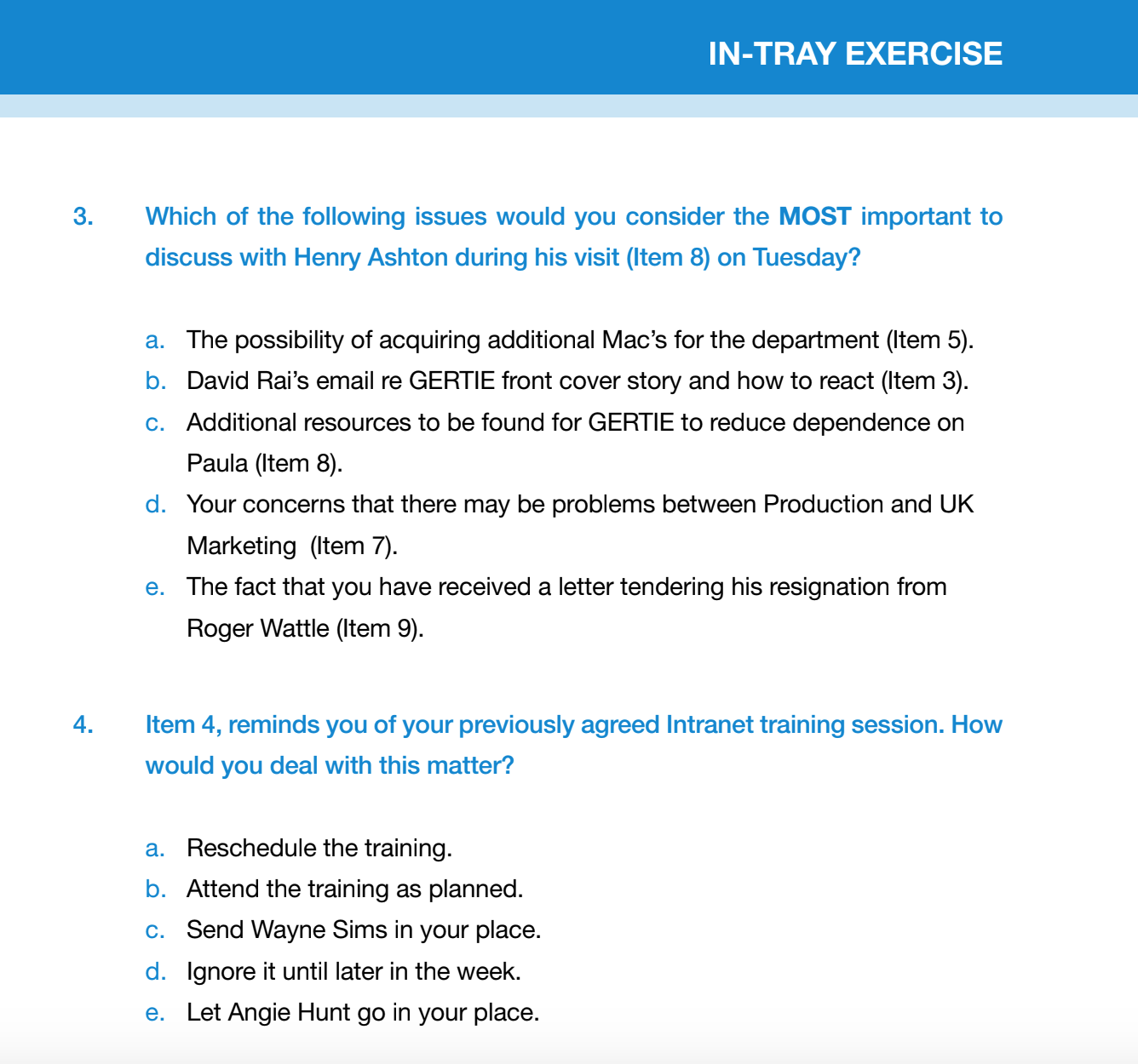 Sample questions from the guide.