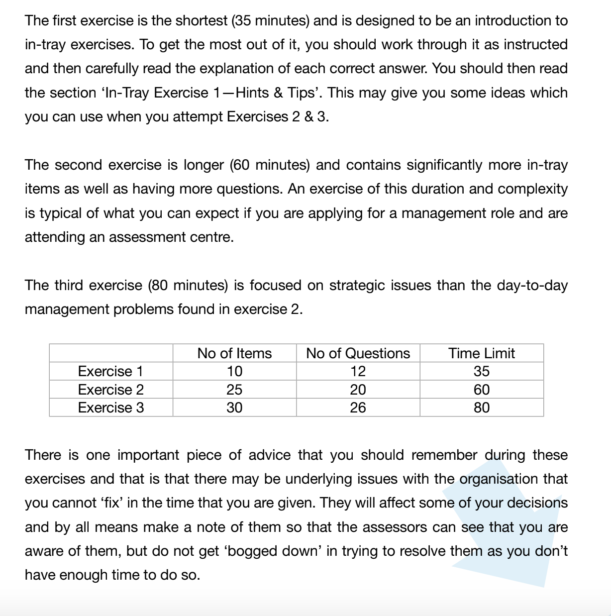 An overview of the different in-tray exercises you can practice.