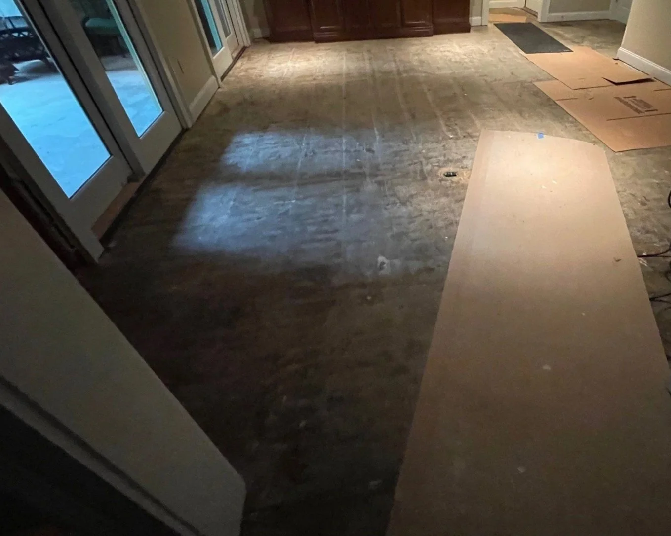 Basement living room after ServiceMaster water damage mitigation completed