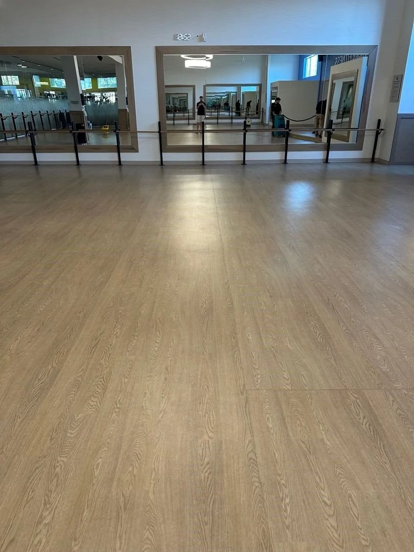 Center of cleaned fitness studio