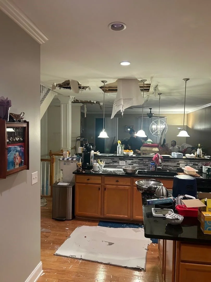 Ceiling fell in kitchen from water damage