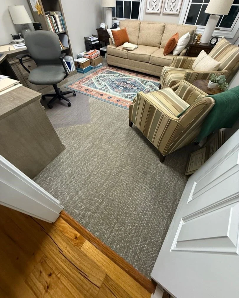 Stain is gone after ServiceMaster carpet cleaning in this office