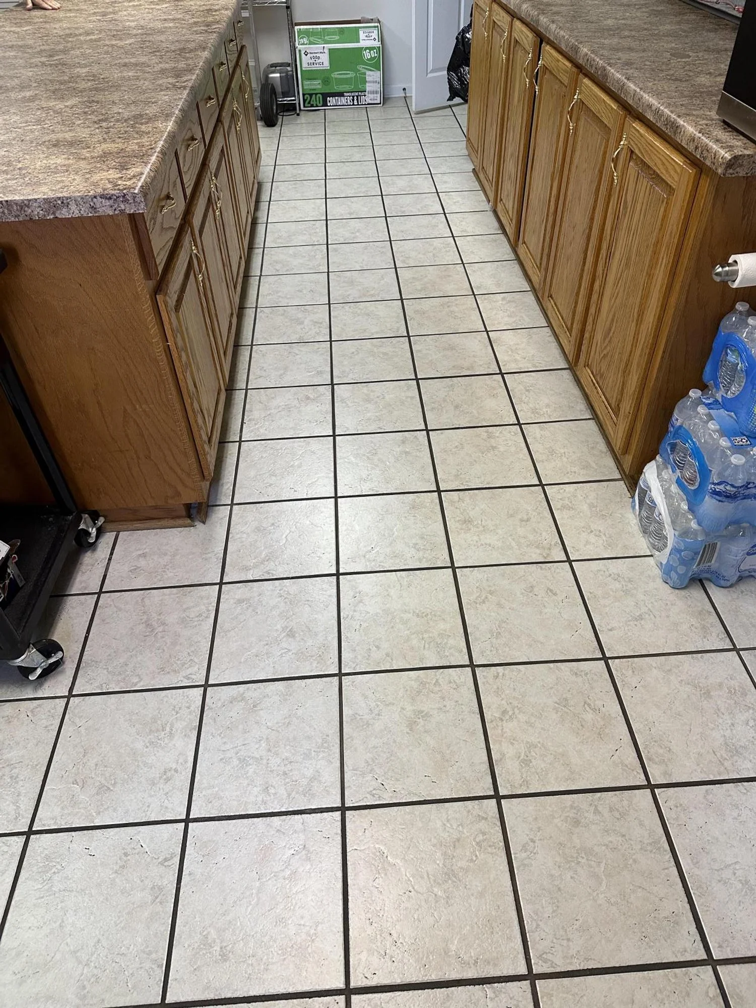 Kitchen tile and grout before ServiceMaster tile cleaning