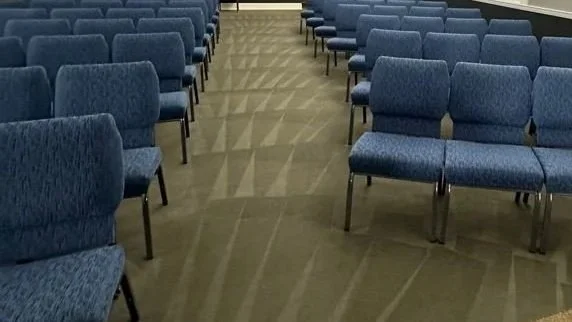 Fellowship hall after ServiceMaster carpet cleaning
