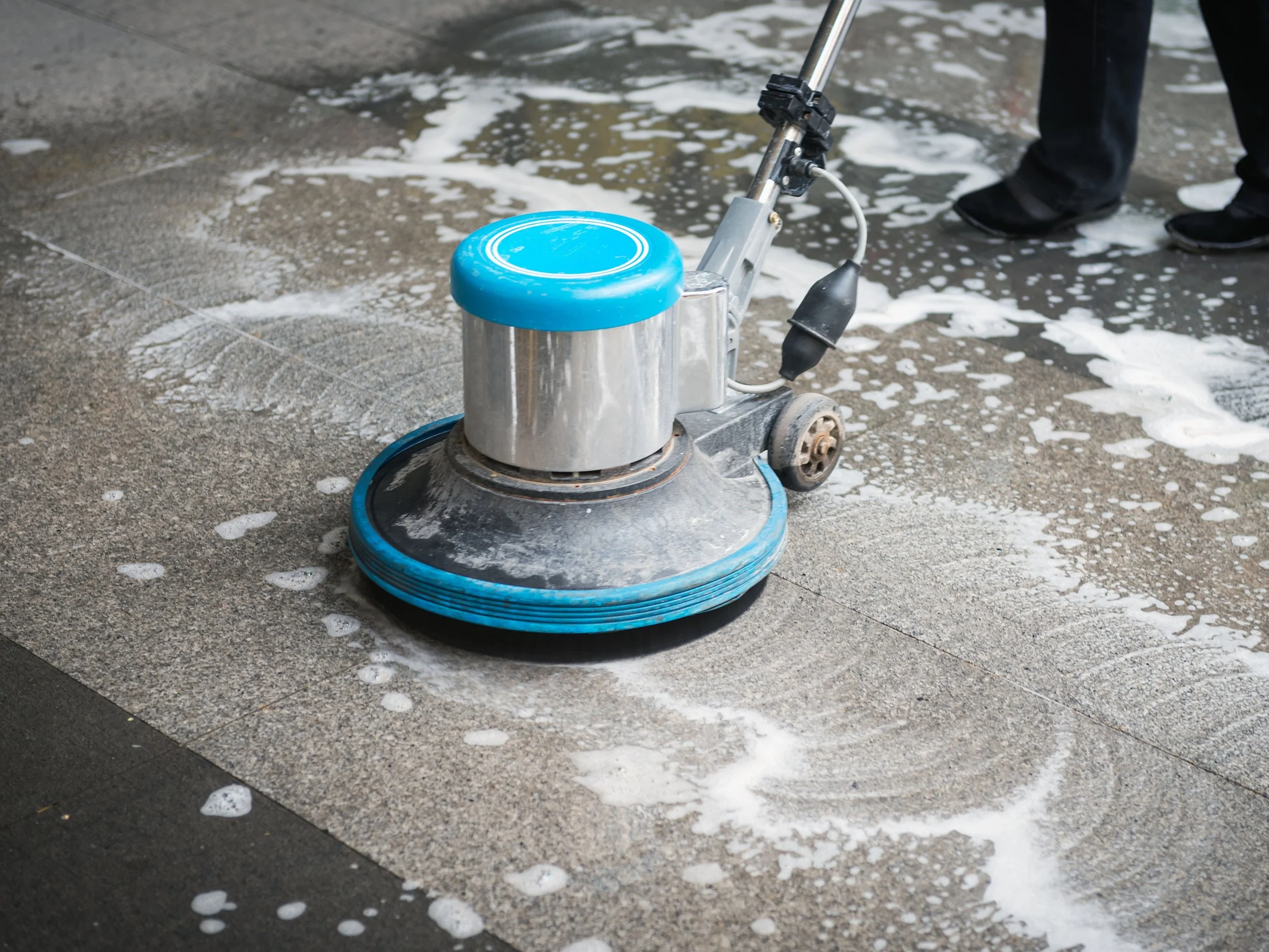 Commercial cleaning of tile flooring