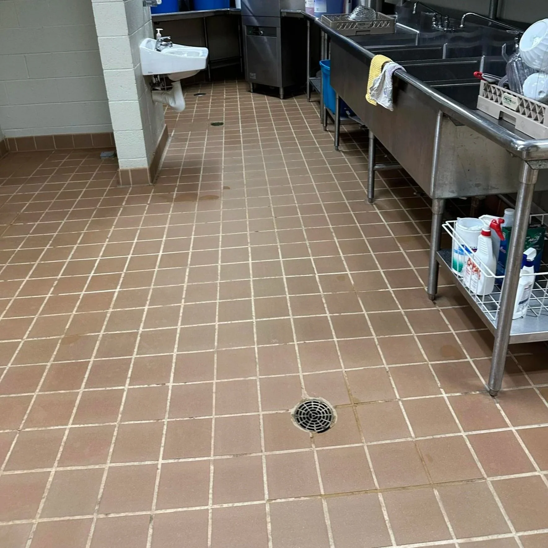 Kitchen tile floor after ServiceMaster performed a deep cleaning on it