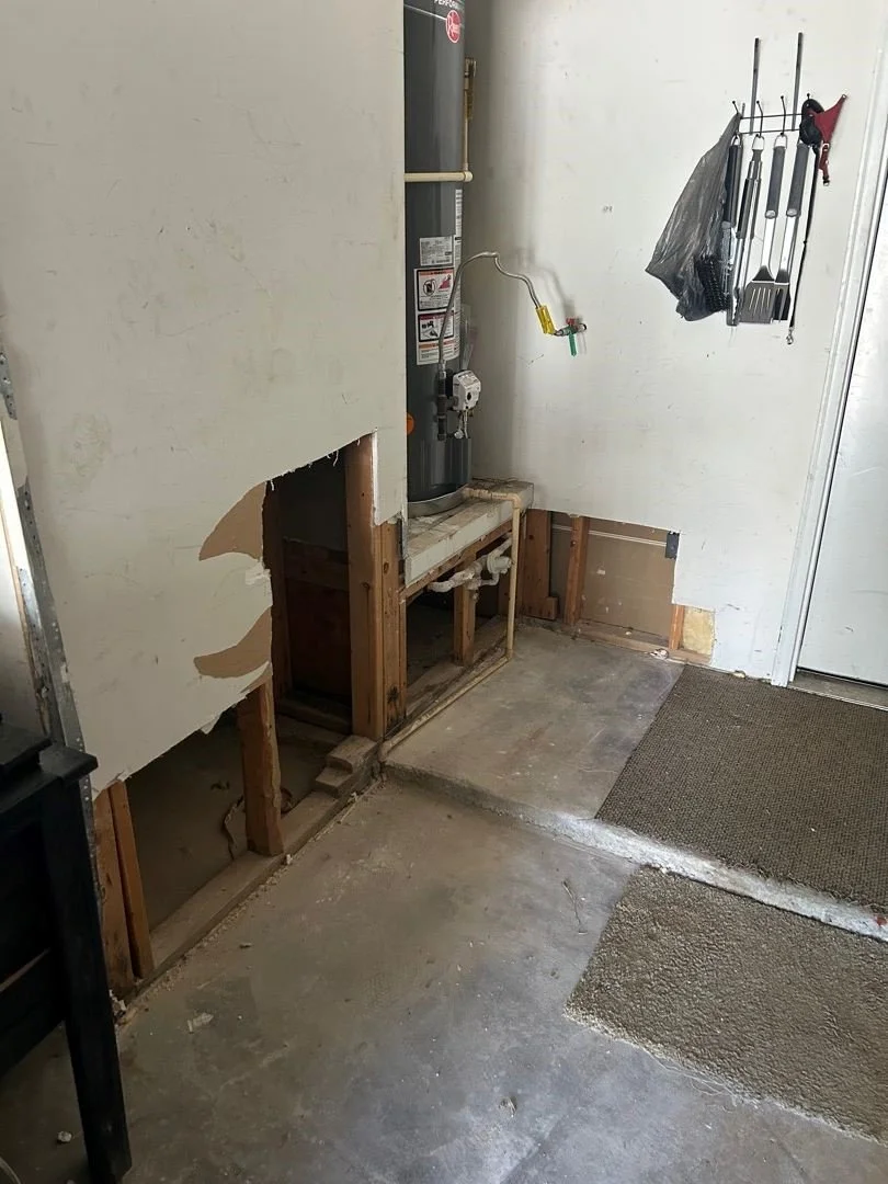 Garage after water damage mitigation