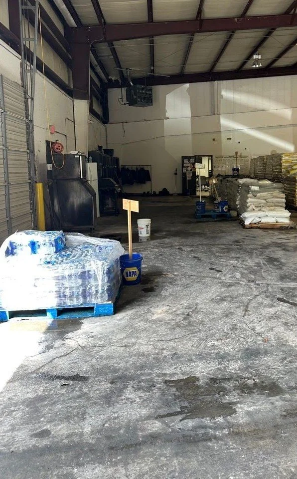 Warehouse floor after ServiceMaster extracted water from water loss
