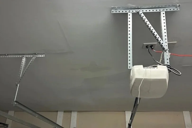 Garage ceiling after a pipe was broken during a renovation