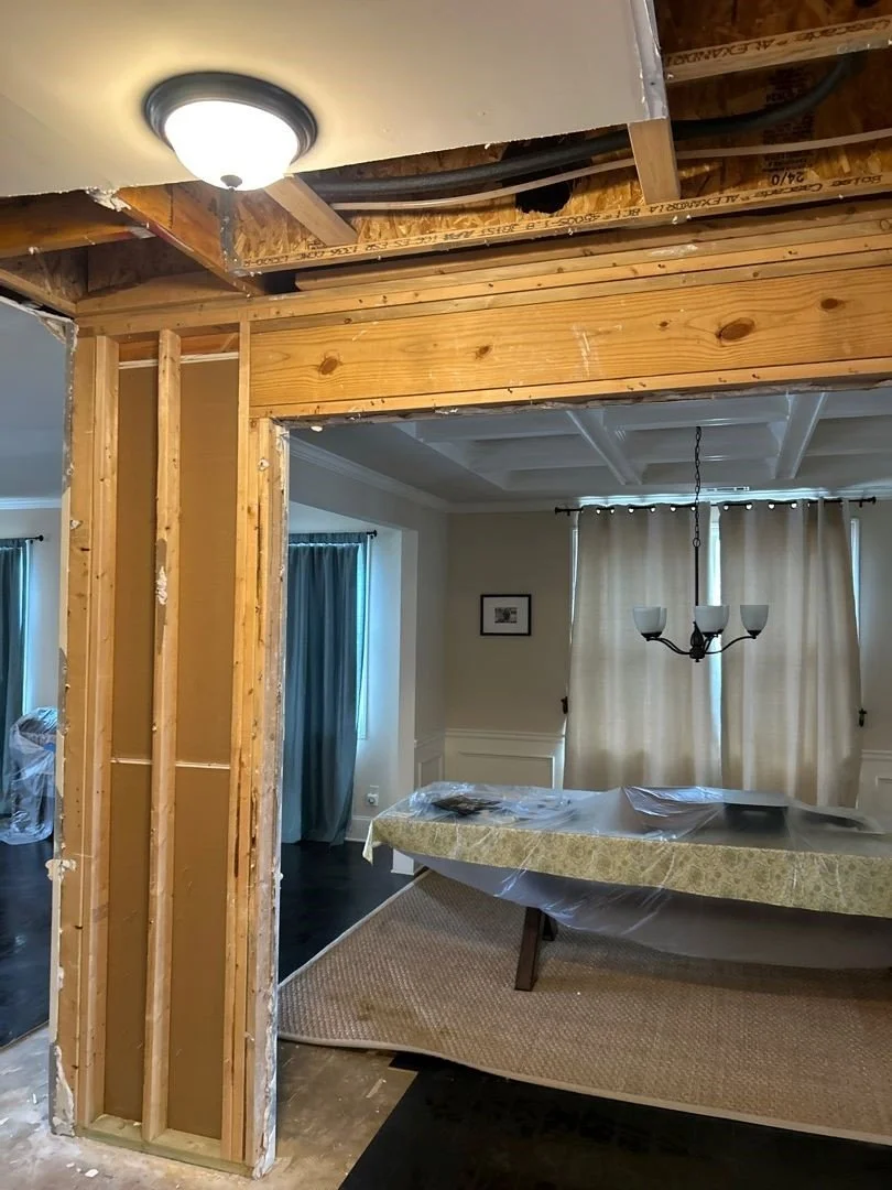 Hallway wall and ceiling after ServiceMaster mitigation was completed