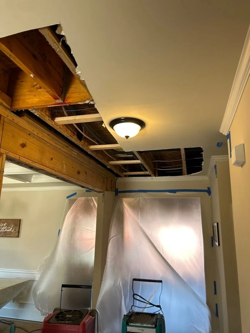 Containment plastic was used to keep dust and contaminants from spreading to other areas