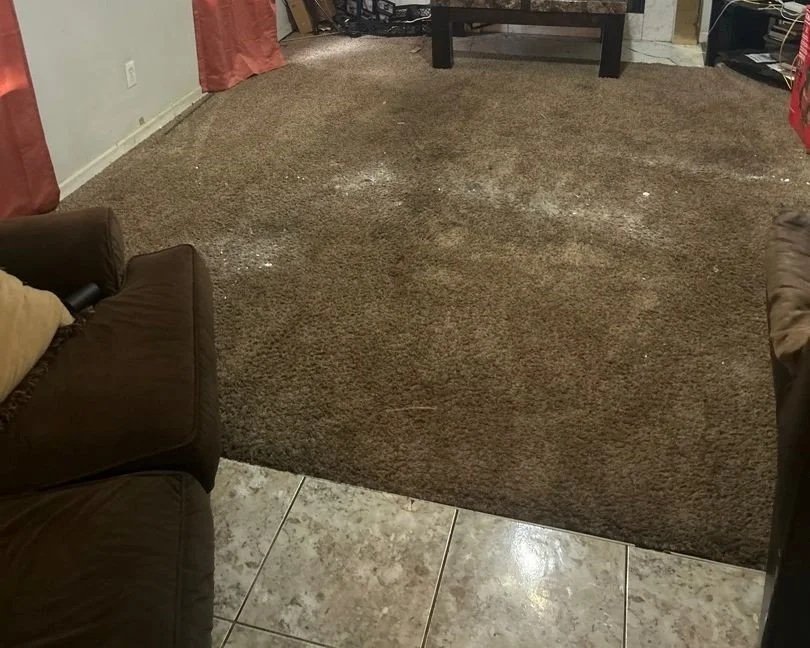 Affected living room before ServiceMaster mitigation