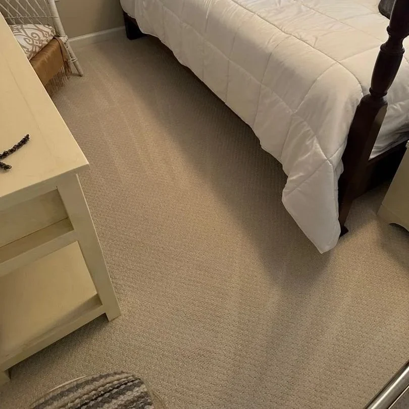 Guest room carpet after ServiceMaster spot cleaned to remove mud stains