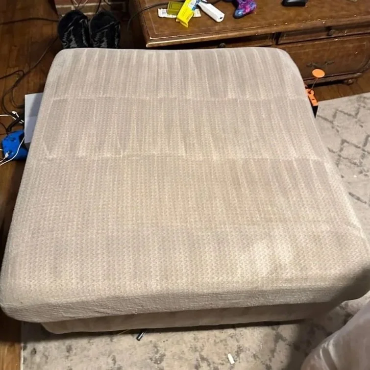 Ottoman after ServiceMaster upholstery deep cleaning