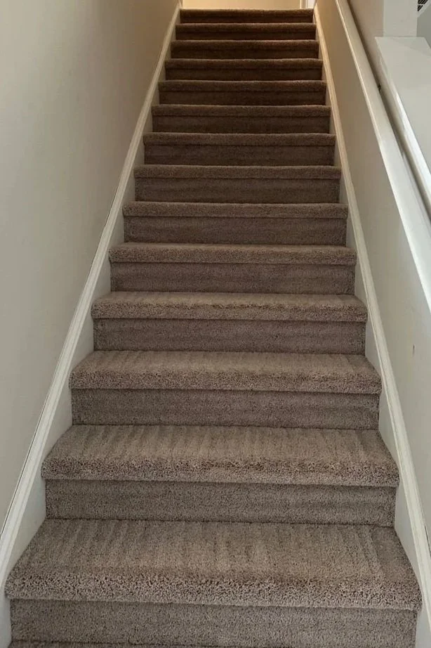 Looking up staircase after ServiceMaster carpet cleaning