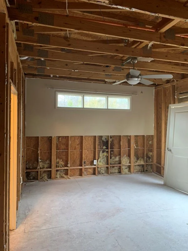 ServiceMaster had to remove damaged drywall up to 4 feet above the floor due to a burst pipe during a freeze