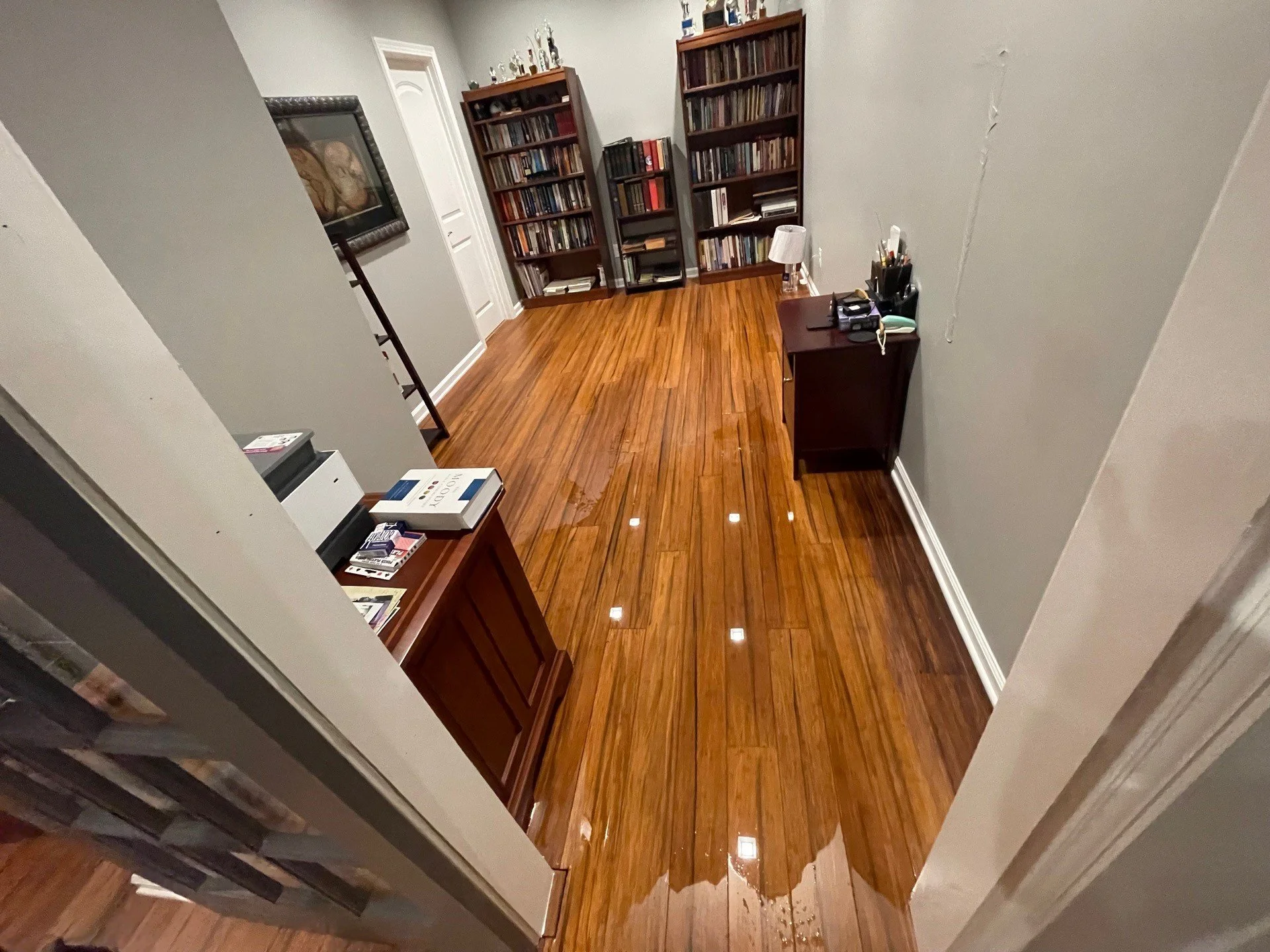 Water damage to Library after water loss