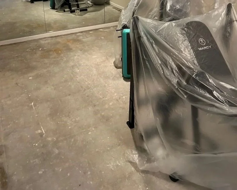 Gym floor after ServiceMaster water damage mitigation completed