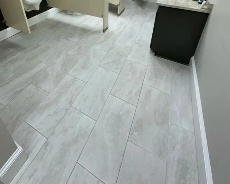 Bathroom floor after ServiceMaster professional tile and grout cleaning