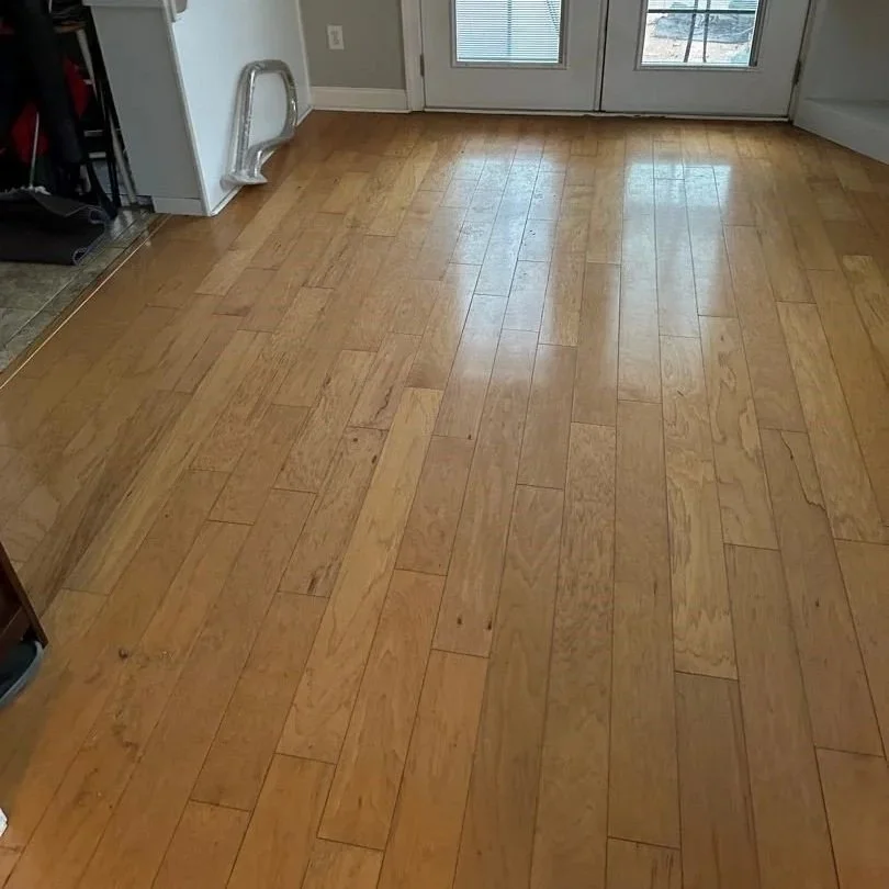 Dining room hardwood floor before ServiceMaster hardwood floor cleaning