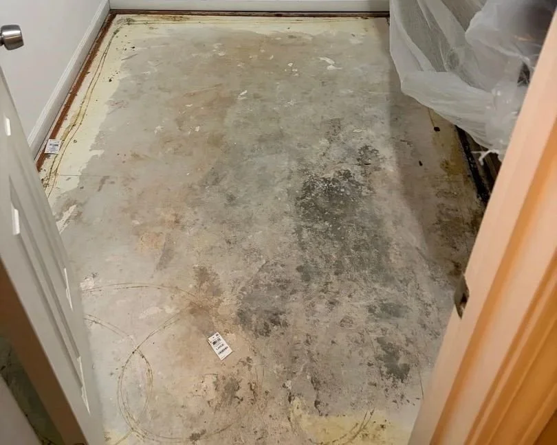 Closet floor after ServiceMaster water damage mitigation completed