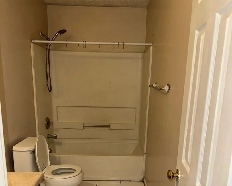 Bathroom door after ServiceMaster removed soot damage from a space heater fire
