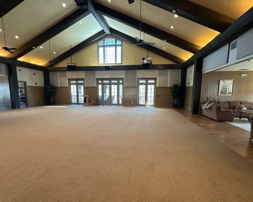 The Lodge great room after ServiceMaster deep cleaning