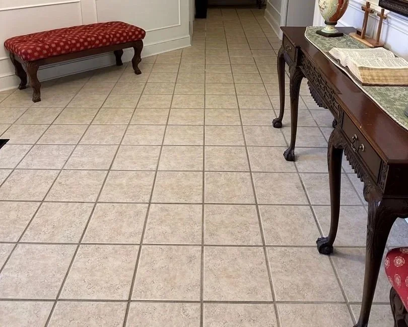 Lobby tile flooring before ServiceMaster tile and grout cleaning