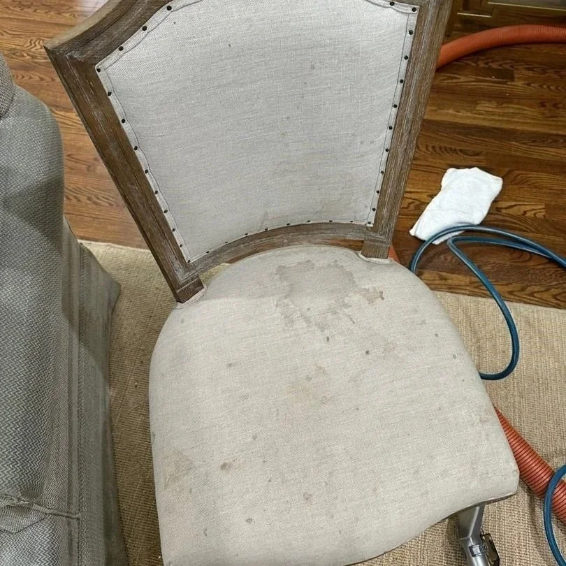 Dining room chair before ServiceMaster professional deep upholstery cleaning