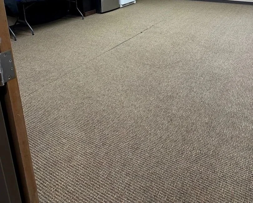 Stains are removed by ServiceMaster carpet cleaning in breakroom