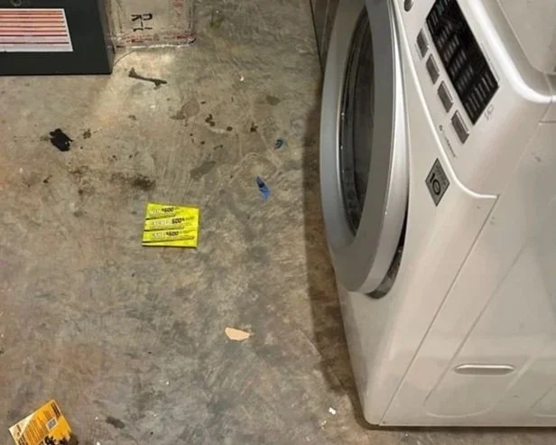 Utility room floor after ServiceMaster water damage mitigation completed