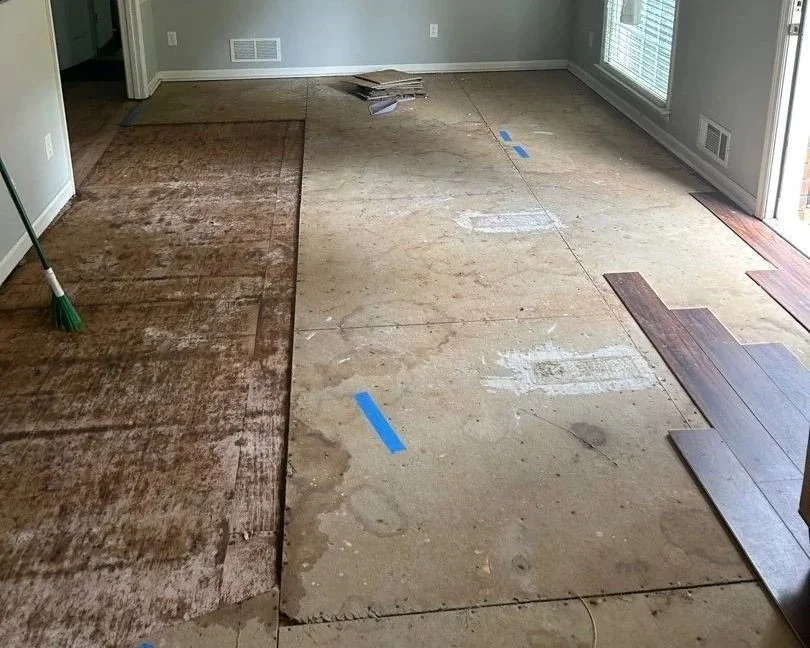 Living room cleaned up and dried out after a water loss
