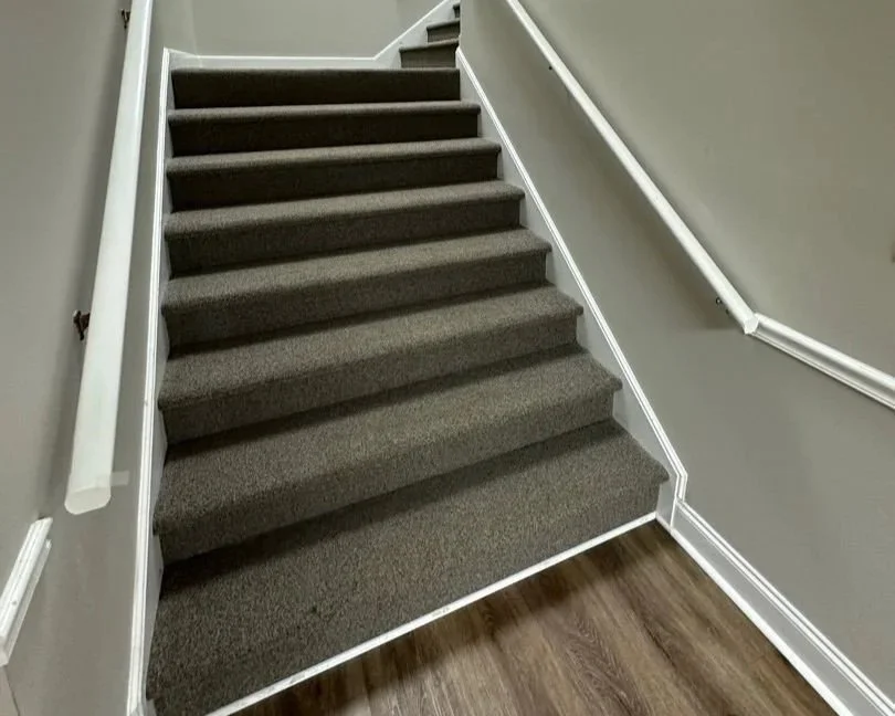 Bottom of staircase after ServiceMaster professional carpet cleaning
