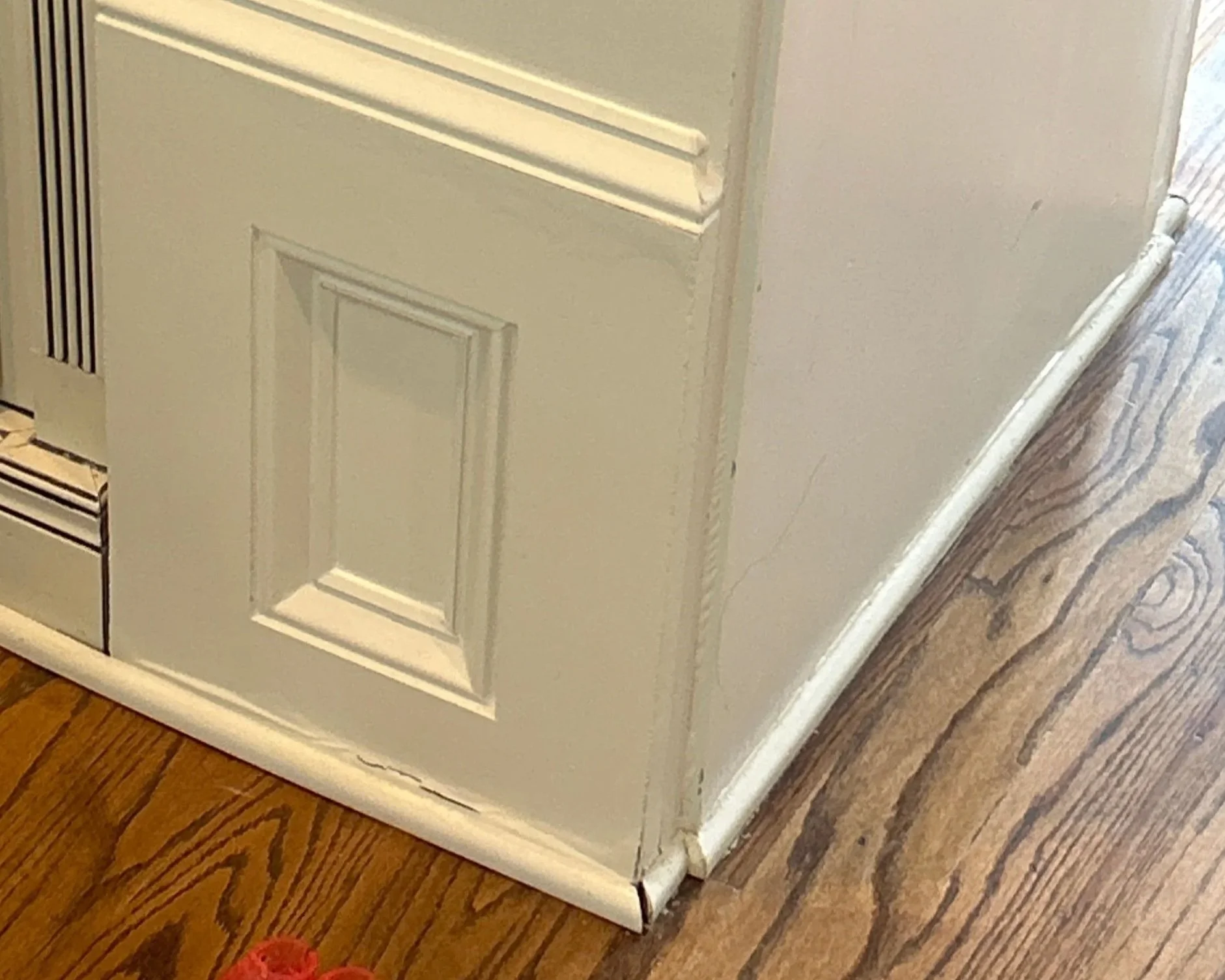 Den quarter round damage after 2nd floor bathtub overflowed