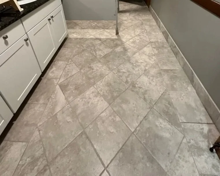Bathroom tile floor after ServiceMaster professional tile and grout cleaning
