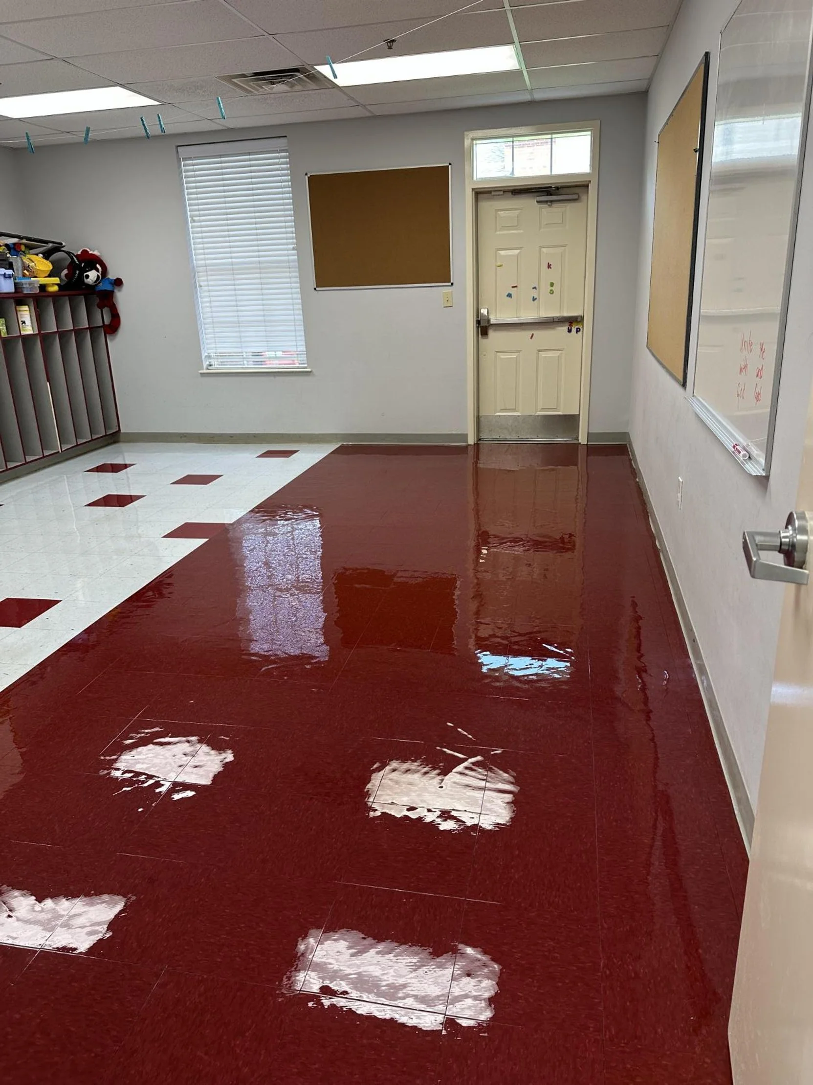 VCT flooring after ServiceMaster strip and wax