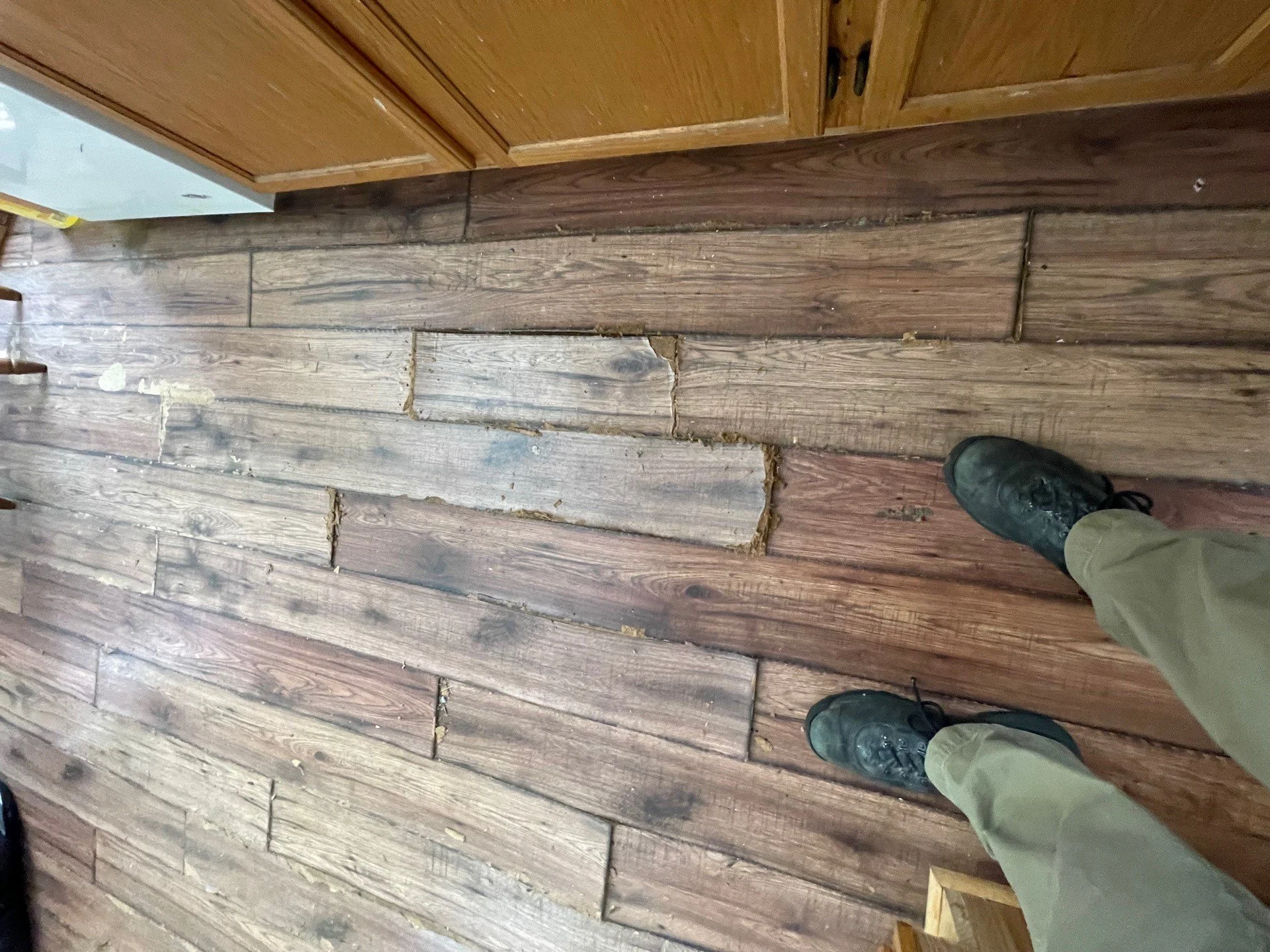 Due to water damage, flooring is unsalvageable