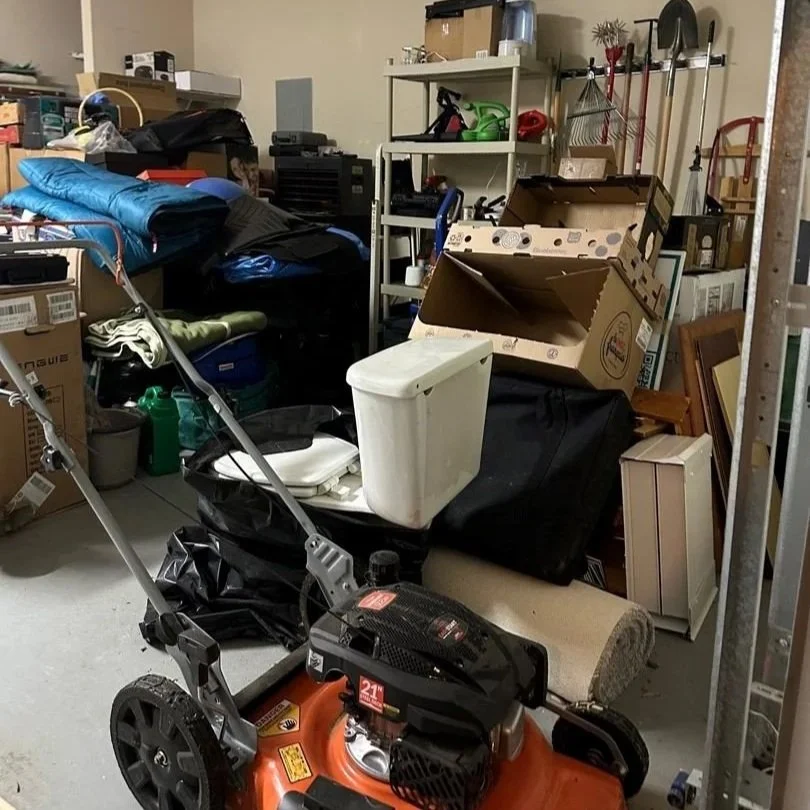Packed garage before mitigation of water damage was started