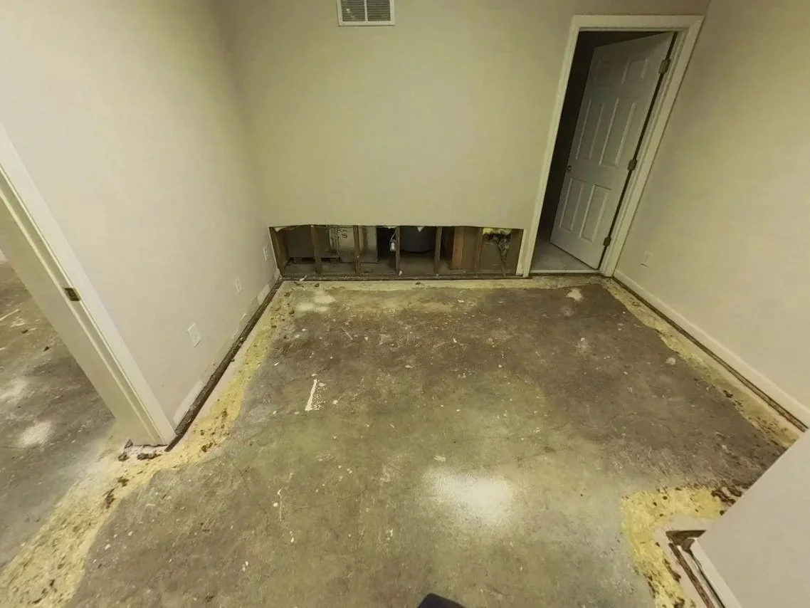 Basement foyer after water damage mitigation is completed