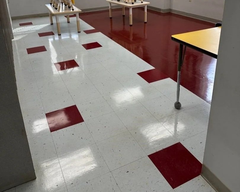 Classroom VCT flooring after ServiceMaster maintenance floor cleaning