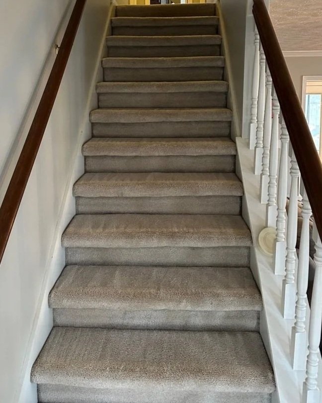 Staircase carpet after ServiceMaster carpet cleaning